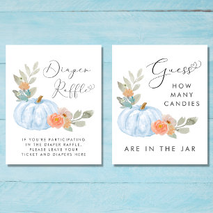 Cute Pumpkin Baby Boy Shower Games Poster Set