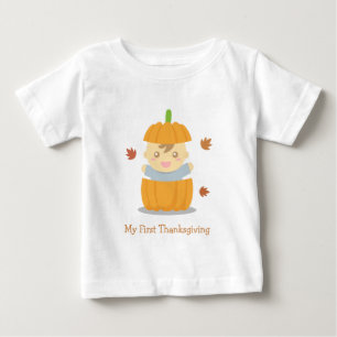 Cute Pumpkin Baby First Thanksgiving Baby T-Shirt