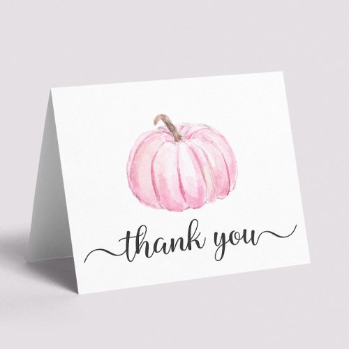 Cute Pumpkin Baby Girl Shower Thank You Card