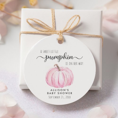 Cute Pumpkin Baby Girl Shower Thank You Favor Tags