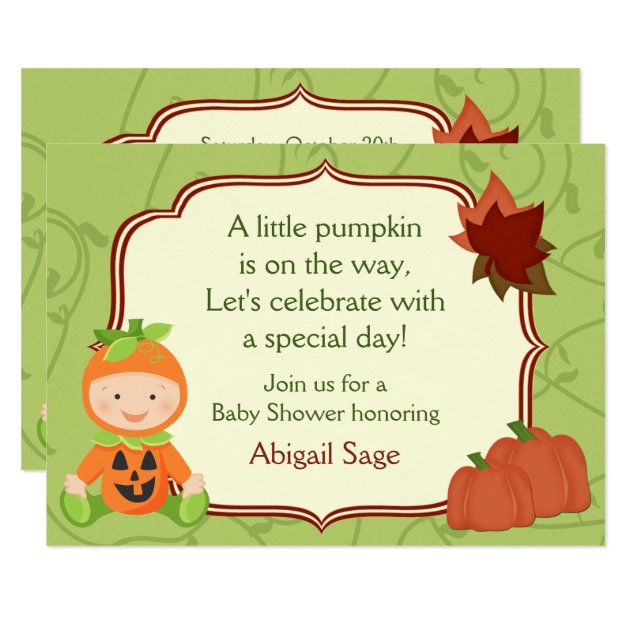 Cute Pumpkin Baby Halloween Baby Shower Invitation