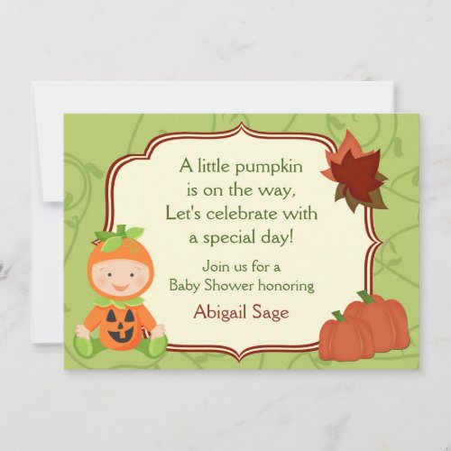 Cute Pumpkin Baby Halloween Baby Shower Invitation