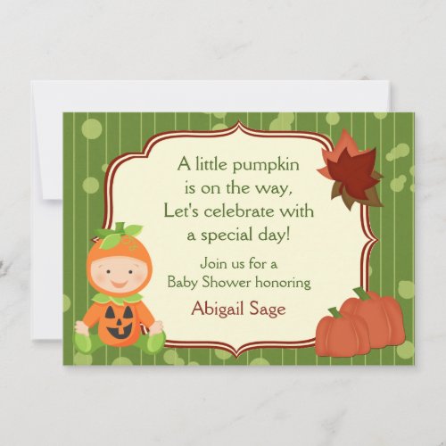Cute Pumpkin Baby Halloween Baby Shower Invitation