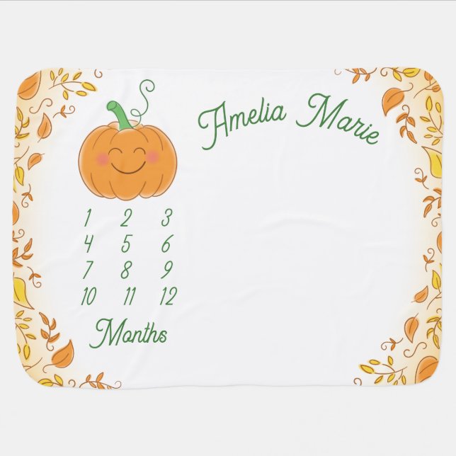 Cute Pumpkin Baby Shower Blanket (Horizontal)