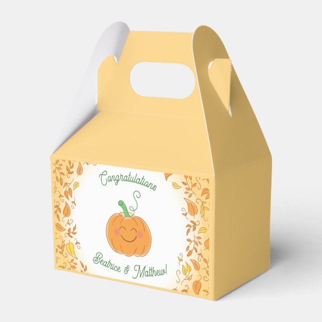 Cute Pumpkin Baby Shower Favor Boxes (Front Side)