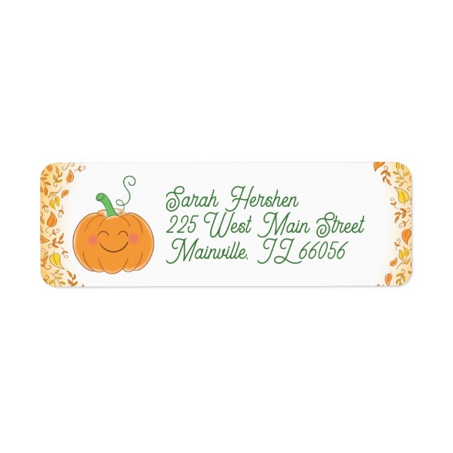 Cute Pumpkin Baby Shower Label (Front)