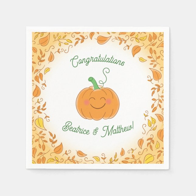 Cute Pumpkin Baby Shower Napkins (Front)