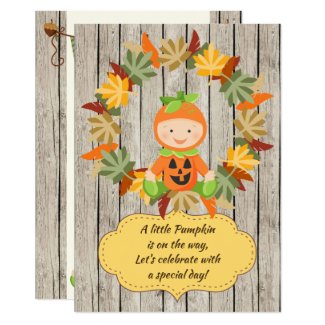 Cute Pumpkin Baby, Wreath Fall Baby Shower Invite