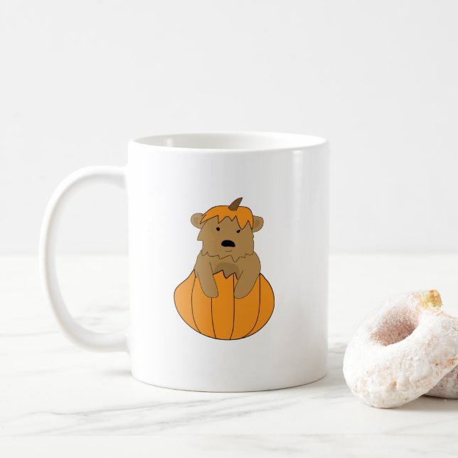 Cute Pumpkin Bear Halloween Coffee Mug (With Donut)