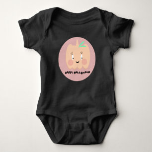 Cute Pumpkin Blushing Lettering Happy Halloween   Baby Bodysuit