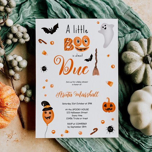 Cute pumpkin Boo Halloween baby shower Invitation