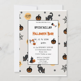Cute pumpkin Boo Halloween bash pink Invitation