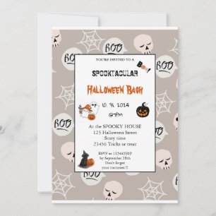 Cute pumpkin Boo Halloween bash pink Invitation