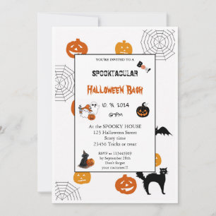 Cute pumpkin Boo Halloween bash pink Invitation