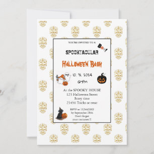 Cute pumpkin Boo Halloween bash pink Invitation