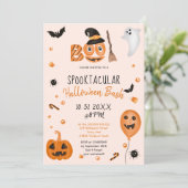 Cute pumpkin Boo Halloween bash pink Invitation (Standing Front)