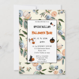 Cute pumpkin Boo Halloween bash pink Invitation
