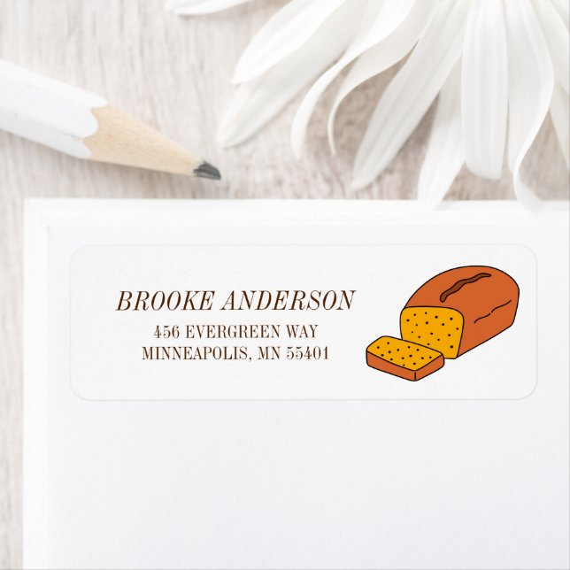 Cute Pumpkin Bread Loaf Fall Return Address Label (Insitu)