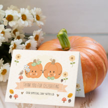 Cute Pumpkin Bride and Groom Wedding Thank You