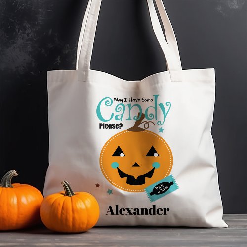 Cute Pumpkin Candy Please Halloween Tote Bag