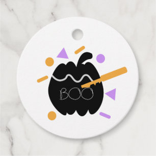Cute Pumpkin Carving Black Confetti Sprinkles Favor Tags