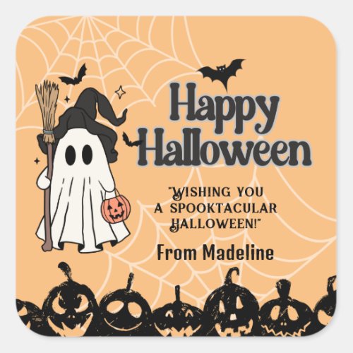 Cute pumpkin carving ghost Gift Tag