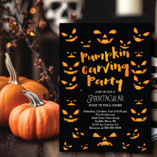 Cute Pumpkin Carving Halloween Party Invitation