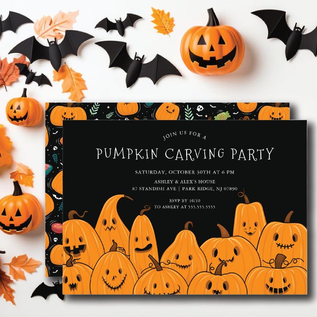 Cute Pumpkin Carving Halloween Party Invitation (Creator Uploaded)