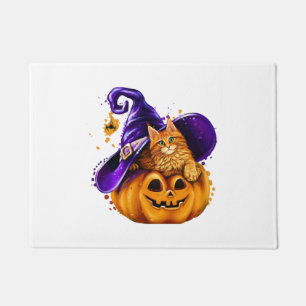Cute Pumpkin Cat Halloween for Kitten lovers kids Doormat