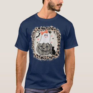 Cute Pumpkin Cat Halloween Girl Ghost 523 T-Shirt