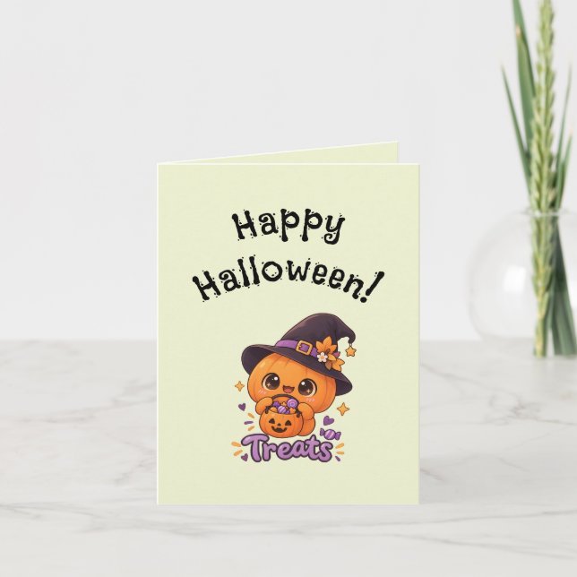 Cute Pumpkin Character 🎃🧡 Card (Front)
