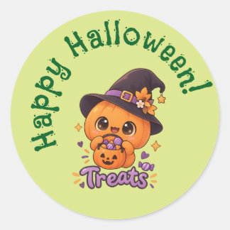 Cute Pumpkin Character 🎃🧡 Classic Round Sticker