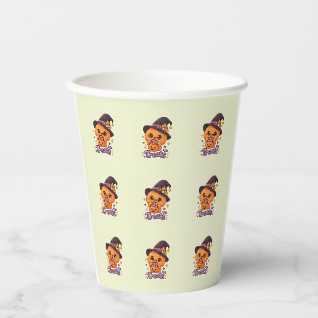 Cute Pumpkin Character 🎃🧡 Paper Cups (Front)