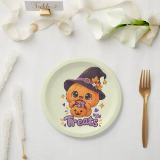 Cute Pumpkin Character 🎃🧡 Paper Plates