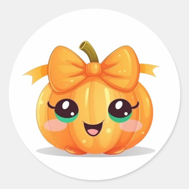 Cute pumpkin classic round sticker (Front)