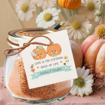 Cute Pumpkin Couples Shower And Wedding Favor Tags by OccasionInvitations at Zazzle