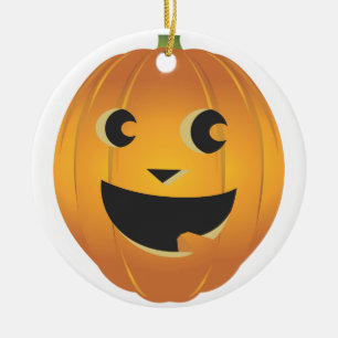 Cute Pumpkin Custom Family Name Fun Halloween Tree Ceramic Ornament