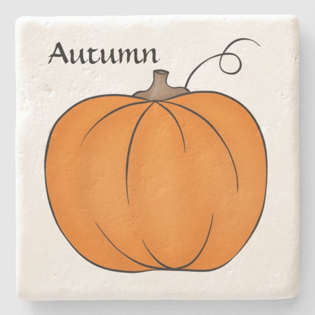 Cute pumpkin design stone coaster (Front)