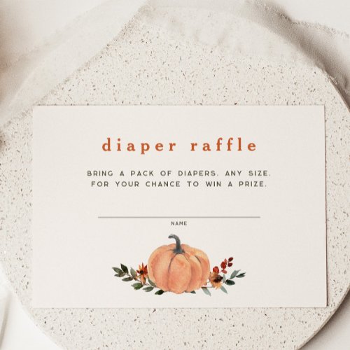 Cute Pumpkin Diaper Raffle Enclosure Card