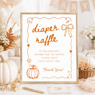 Cute Pumpkin Doodle Baby Shower Diaper Raffle Sign