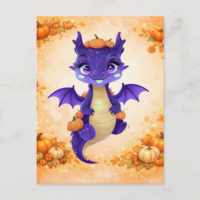 Cute Pumpkin Dragon Postcard (Front)