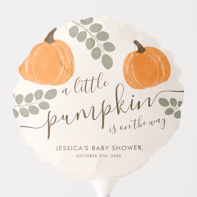 Cute Pumpkin Eucalyptus Fall Baby Shower Balloon (Front)