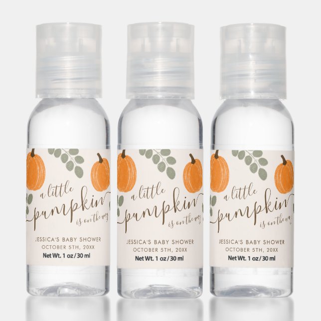 Cute Pumpkin Eucalyptus Fall Baby Shower Hand Sanitizer (Set)