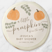 Cute Pumpkin Eucalyptus Fall Baby Shower Sugar Cookie