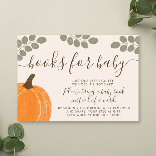 Cute Pumpkin Eucalyptus Fall Books for Baby Enclosure Card