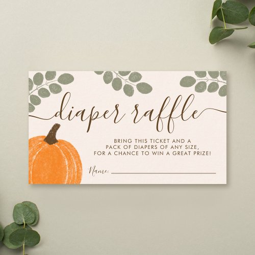 Cute Pumpkin Eucalyptus Fall Diaper Raffle Enclosure Card