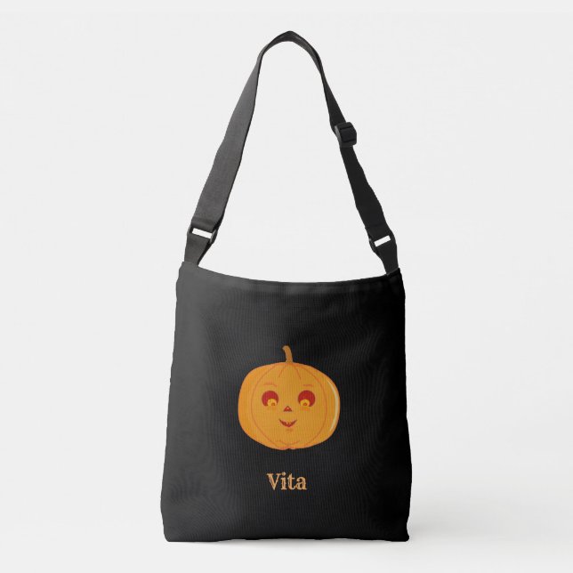 Cute Pumpkin Face Crossbody Bag (Front)