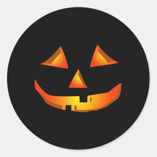 Cute Pumpkin Face Halloween Jack O Lantern Classic Round Sticker