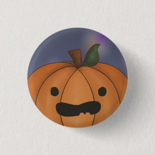 Cute Pumpkin Face Illustration Button