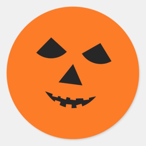 Cute Pumpkin Face Jack o Lantern Halloween Classic Round Sticker